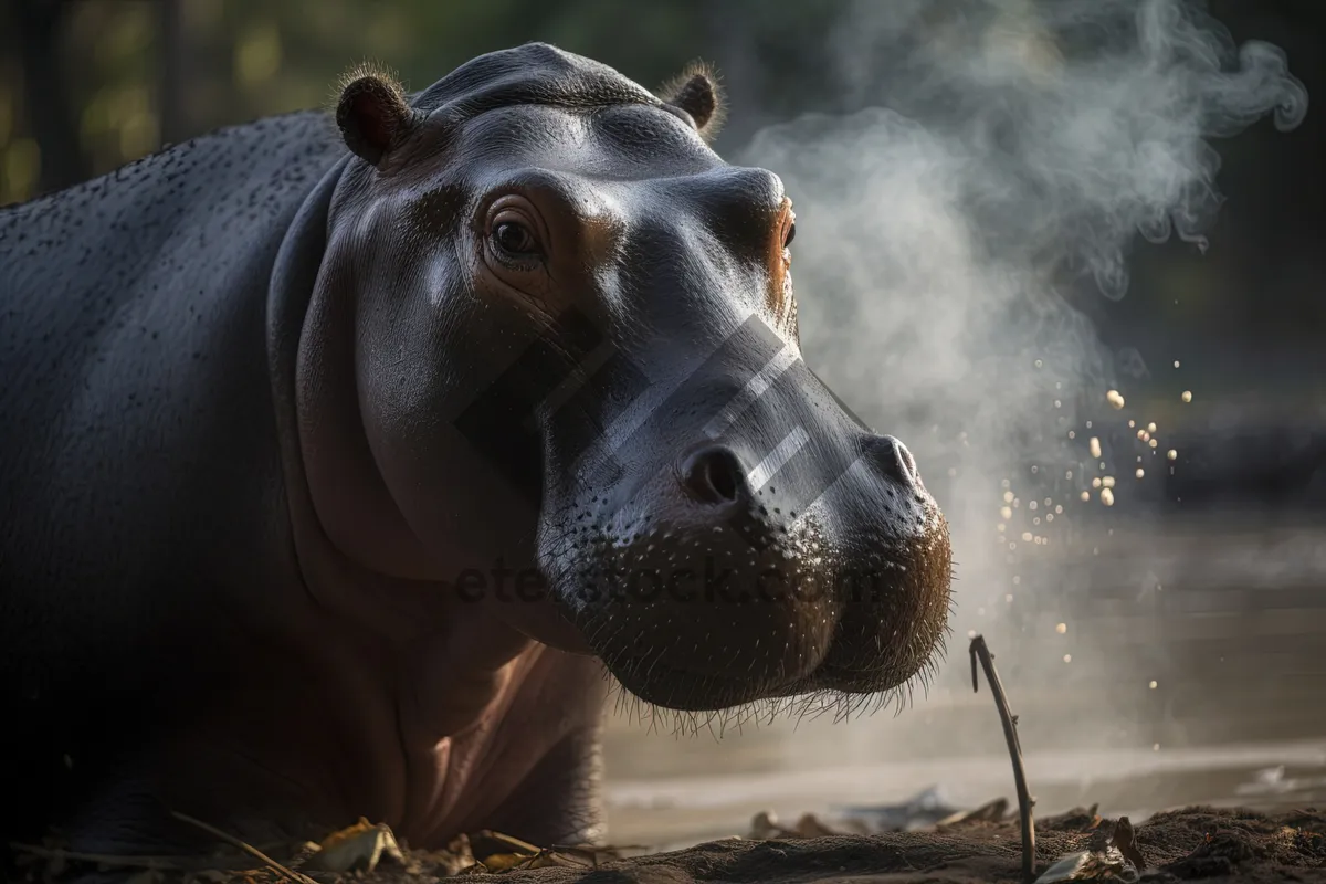 Picture of Horse grazing on brown grass in wildlife safari