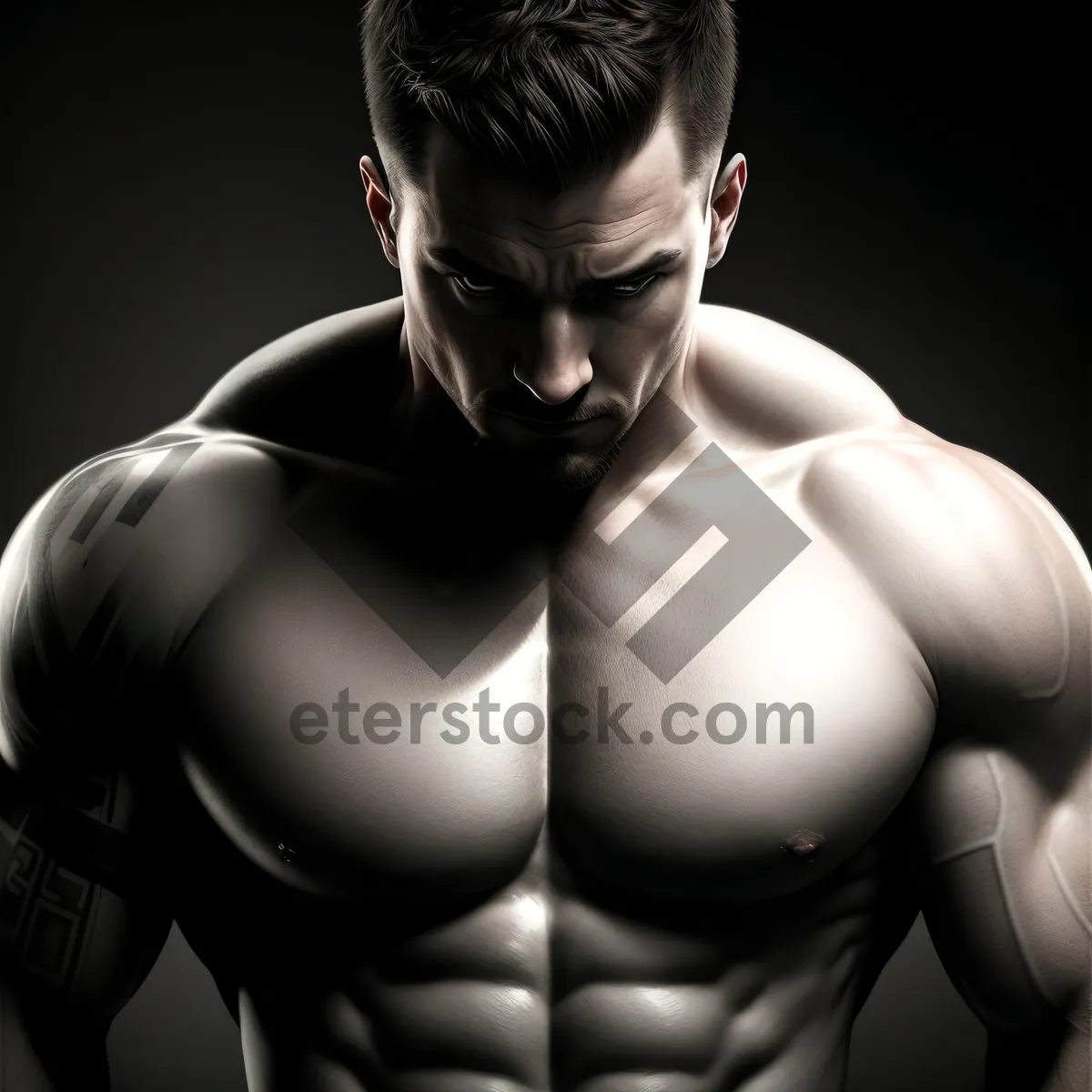 Picture of Muscular Sensuality: Dark and Attractive Male Torso Pose