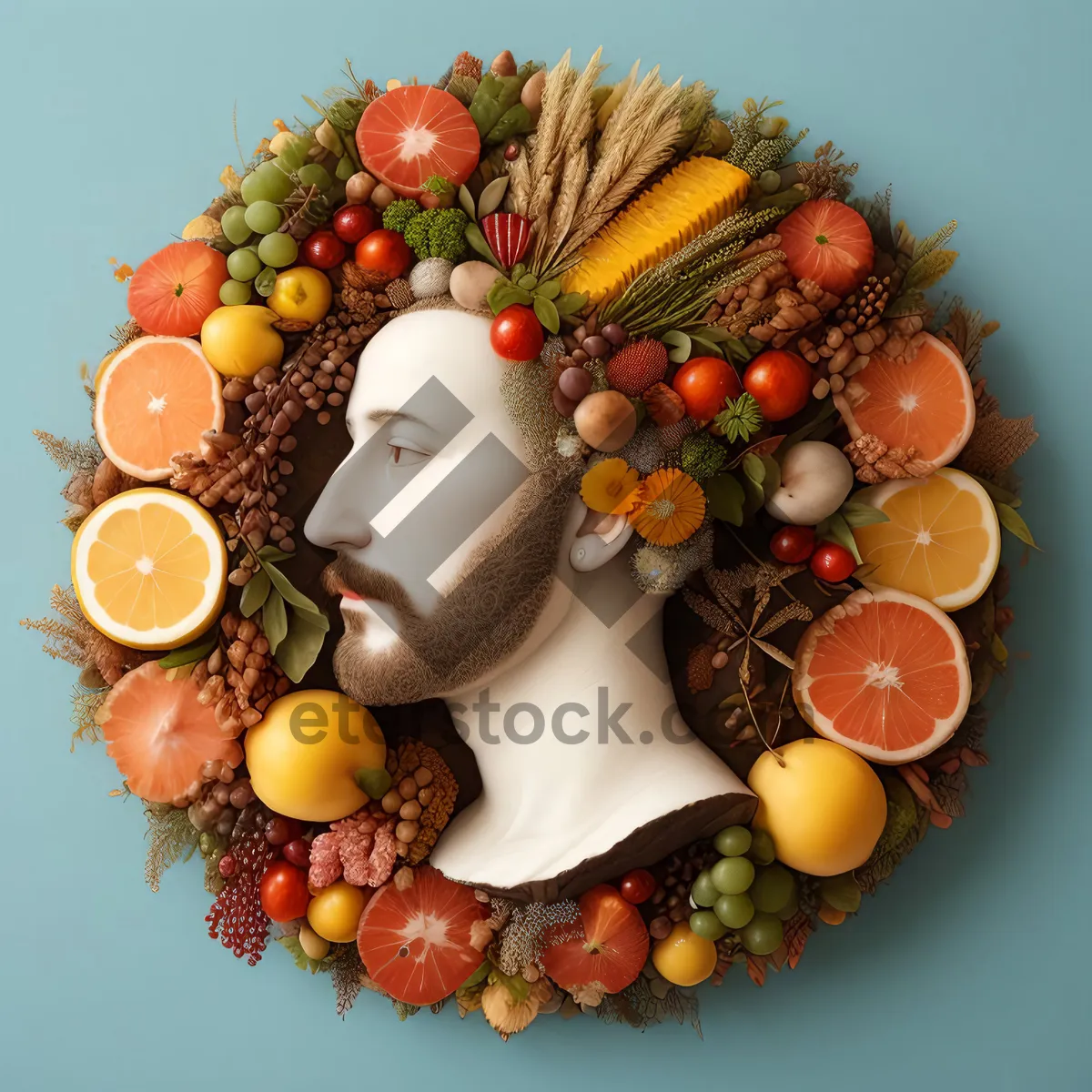 Picture of Colorful Fresh Produce and Juicy Fruits in Basket