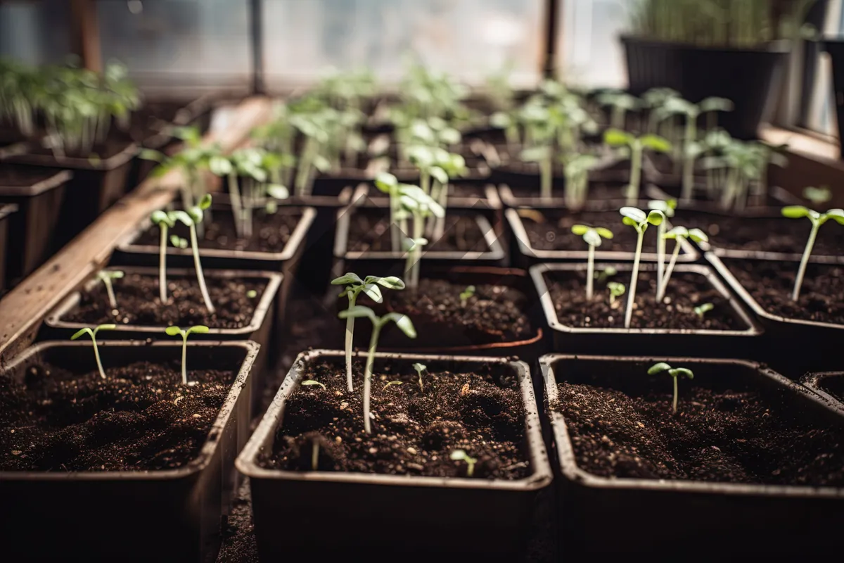 Picture of Greenhouse structure with vascular plants growing inside