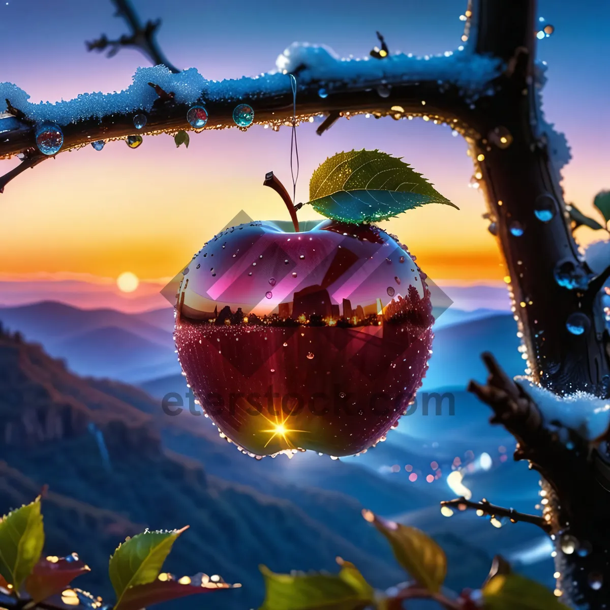 Picture of Bright Red Delicious Apple in Celebration Symbolizing Nation.