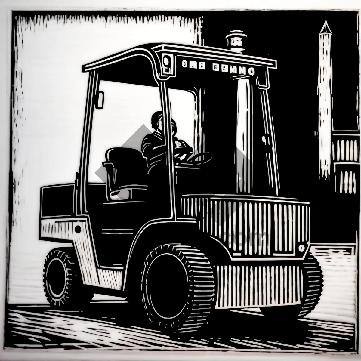 Picture of Transportation forklift carrying cargo in industrial setting.