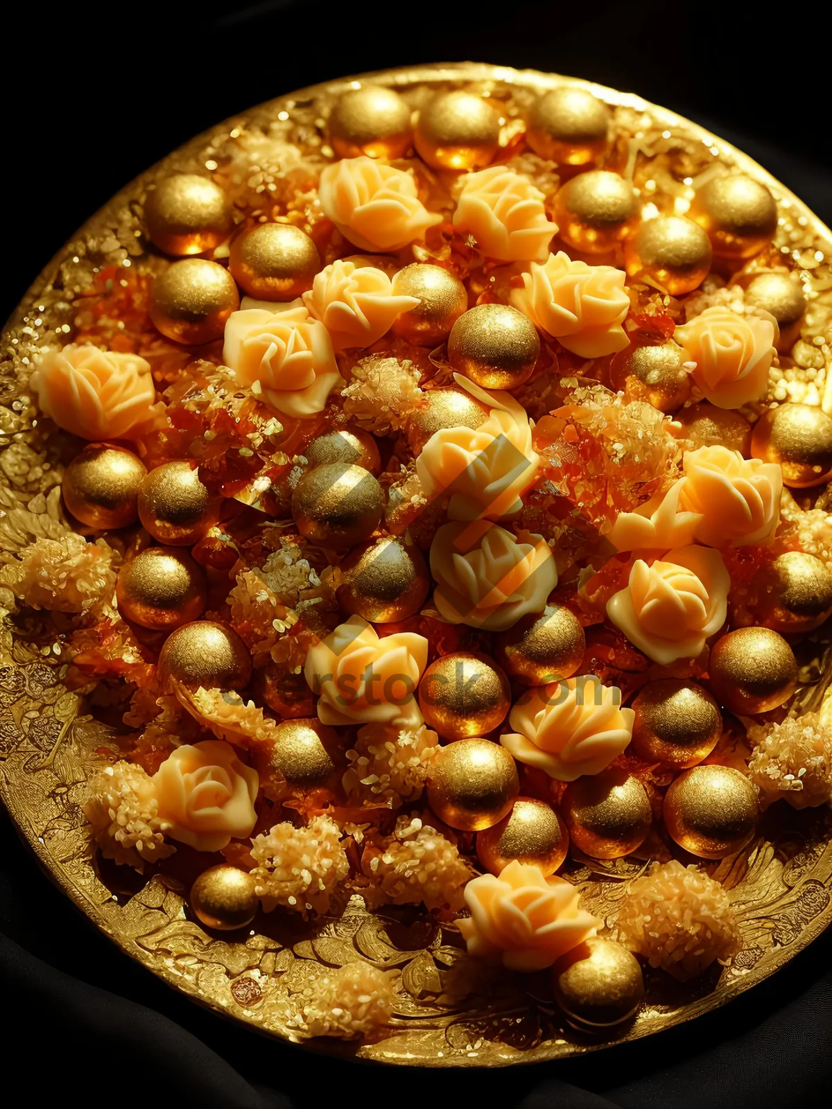 Picture of Garlic Chickpea Holiday Food Decoration Close-Up.