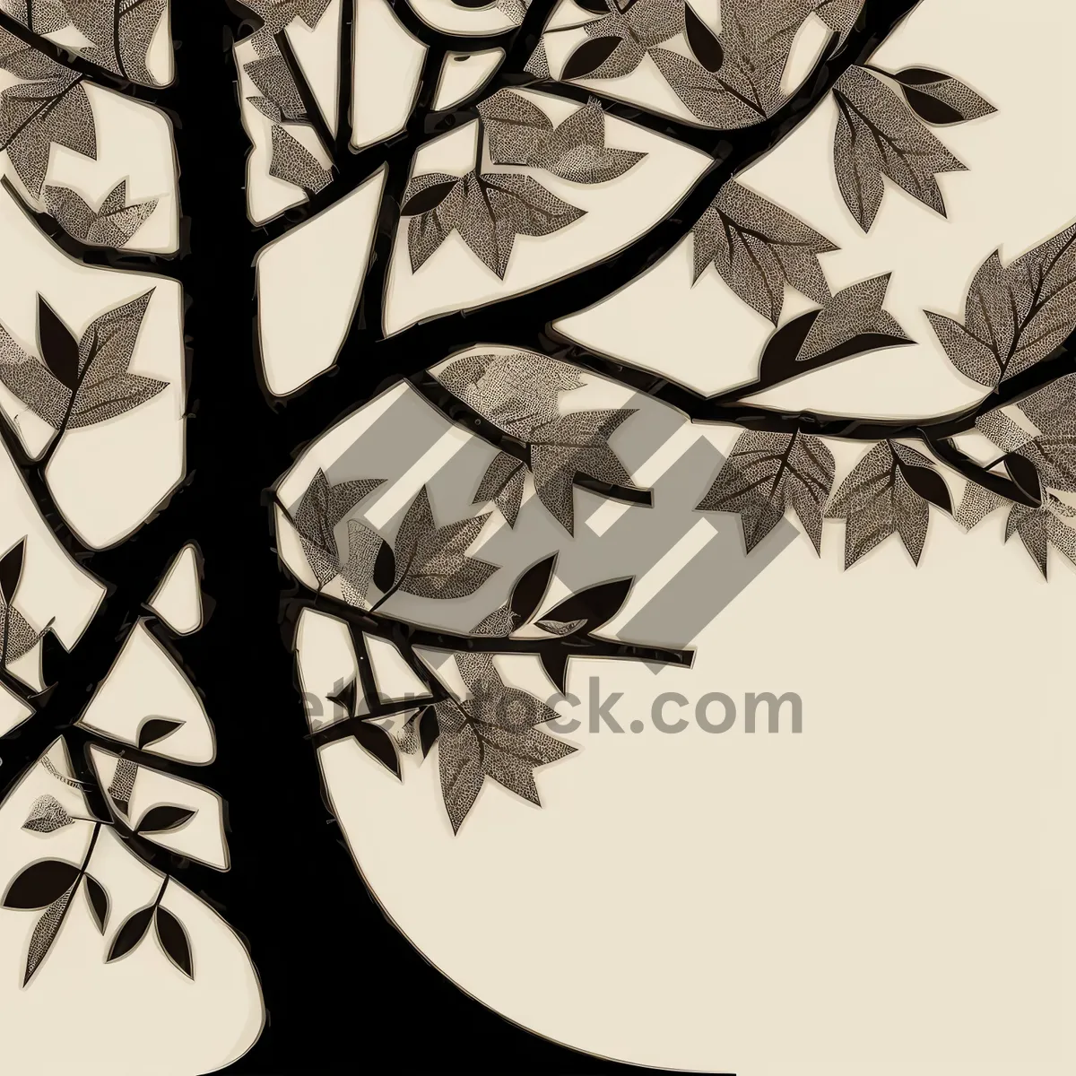 Picture of Floral Silhouette with Decorative Oak Leaf