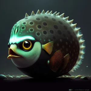 Exotic Saltwater Coral Reef Diving Puffer Fish