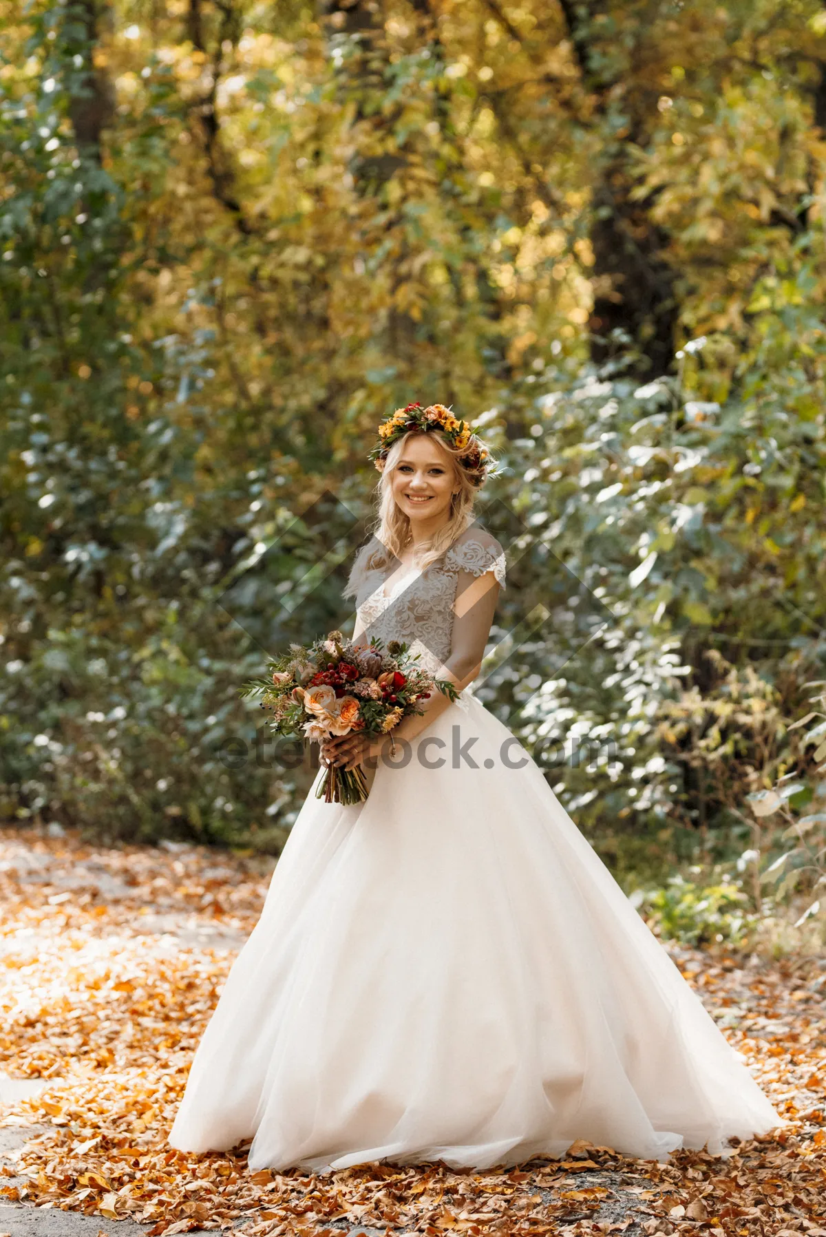 Picture of Happy Wedding Day: Smiling Bride and Groom Portrait