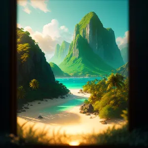 Serenity at Sunset: A Majestic Coastal Horizon