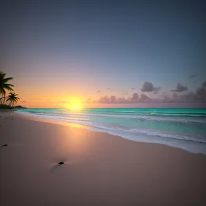 Tranquil Sunset on Tropical Beach