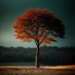 Countryside Maple Tree in Autumn Scenery"
or
"Rural Fall Landscape with Maple Trees