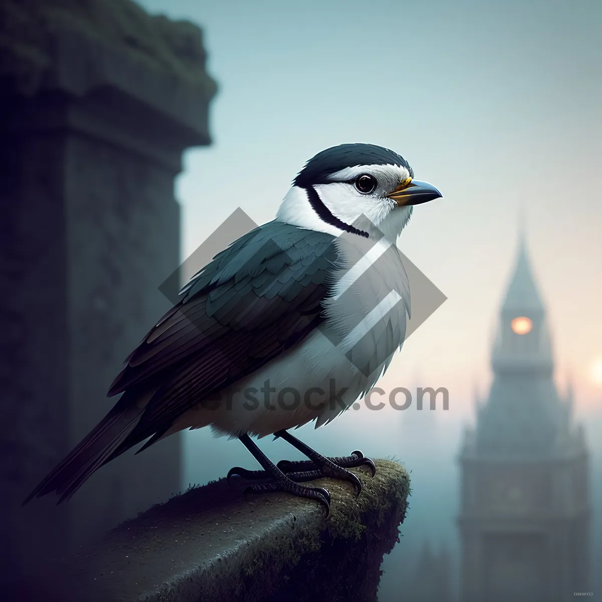 Picture of Wildlife Bird Perched on Branch with Feathers