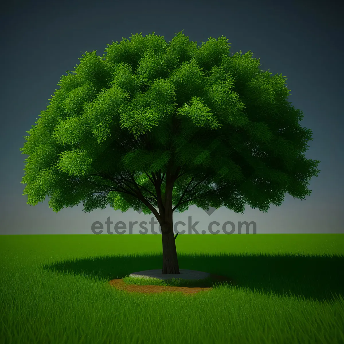 Picture of Vibrant Oak Tree in Summer Meadow