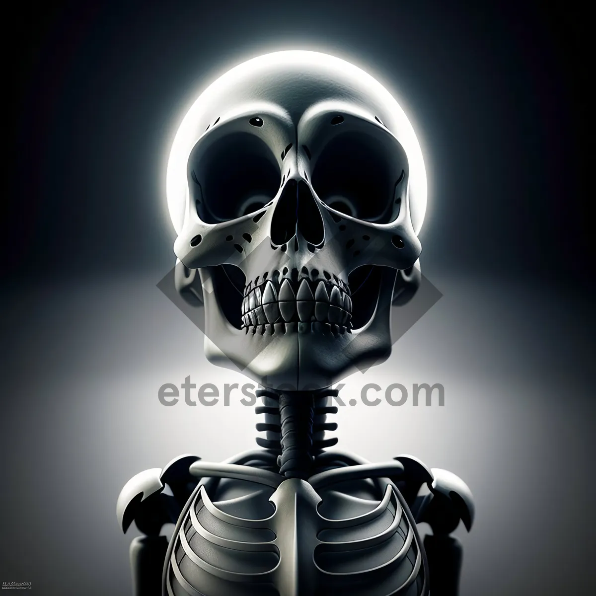 Picture of Spooky Skeletal Anatomy: Human Skull and Bones