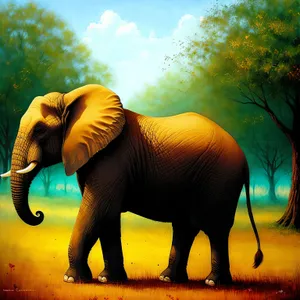 Graceful Pachyderm Roaming the African Savannah