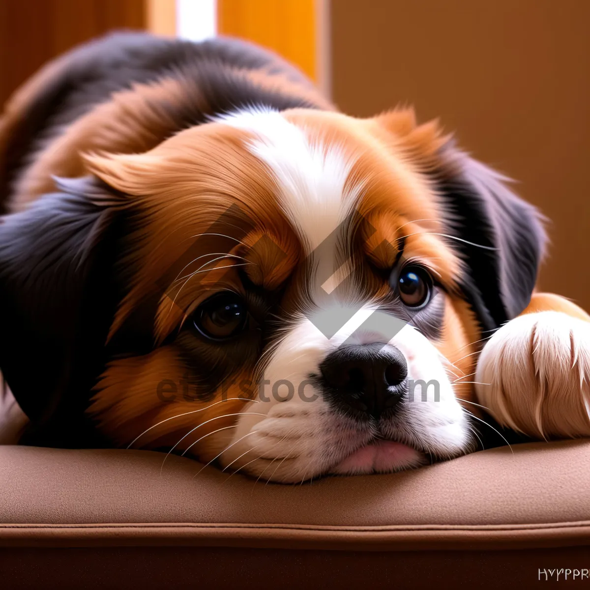 Picture of Adorable Toy Spaniel Puppy with Expressive Brown Eyes