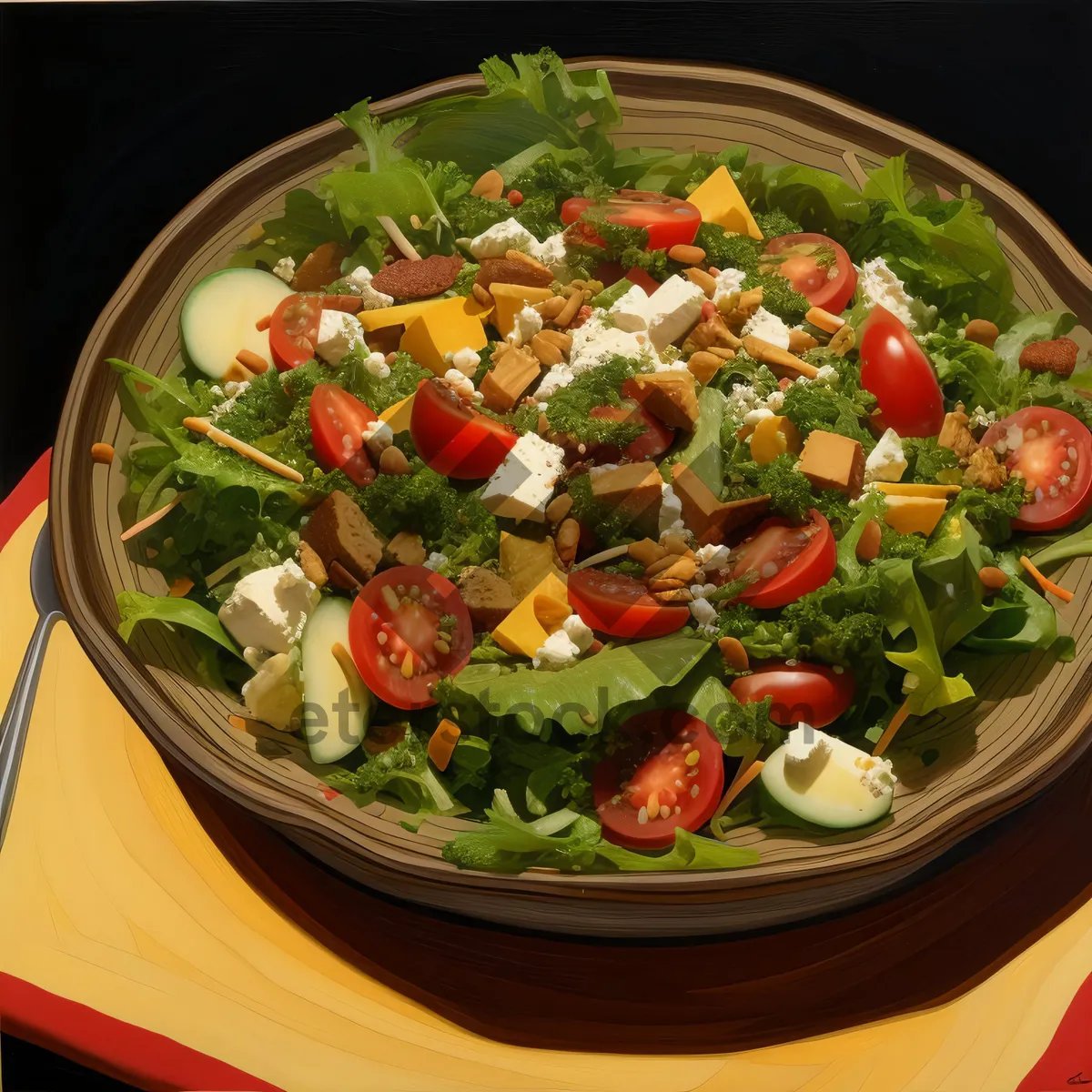 Picture of Fresh Gourmet Salad with Nutrient-Rich Vegetables and Cheese