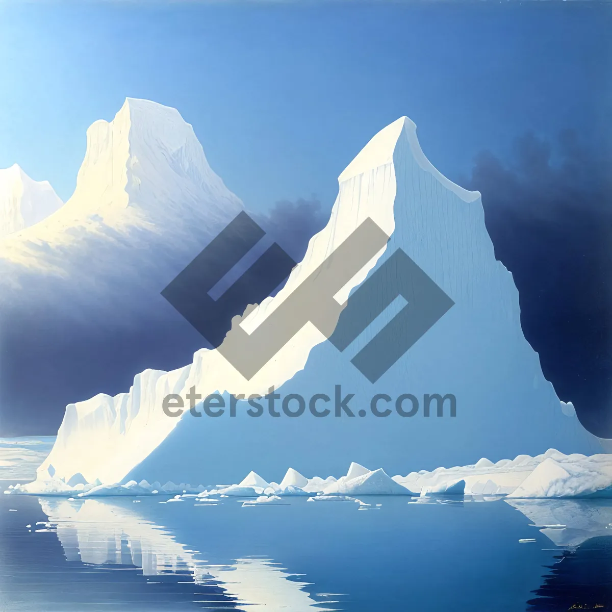 Picture of Winter Wonderland: Majestic Glacial Peaks and Frozen Ocean