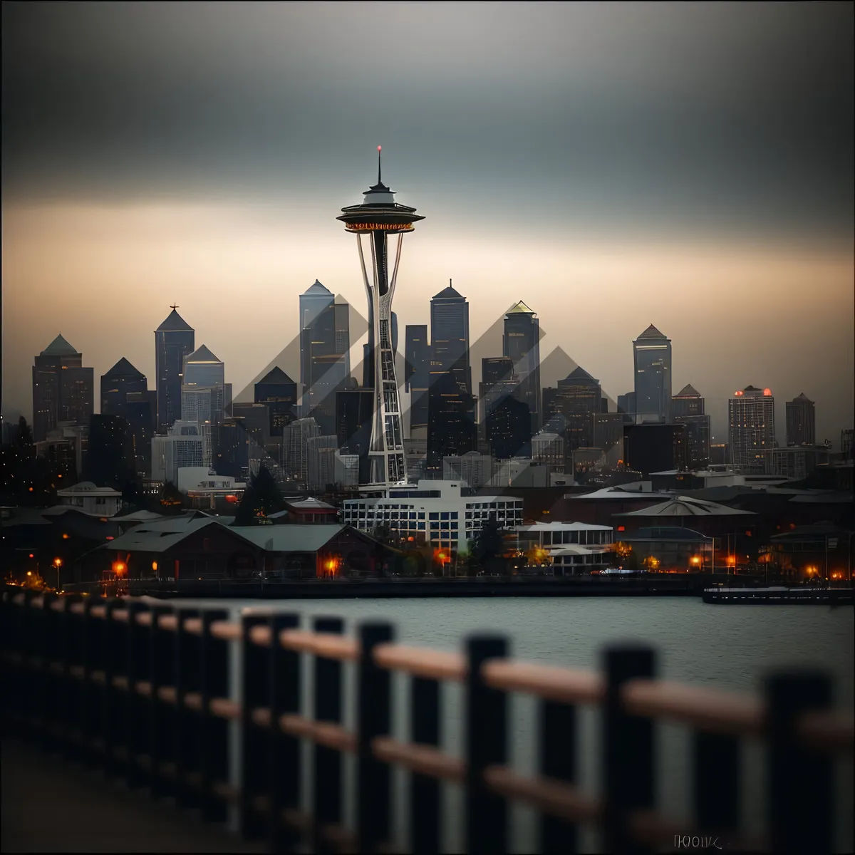 Picture of Nighttime Skyline Reflecting on Waterfront