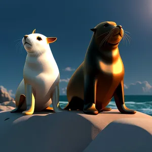 Cute beach pet enjoying tropical ocean vacation
