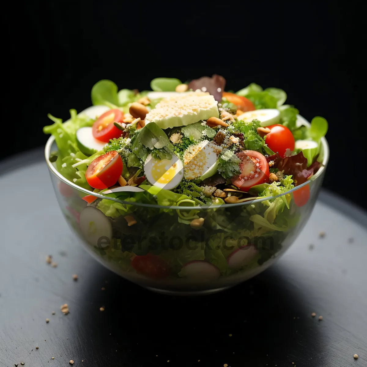 Picture of Healthy Vegetable Salad Bowl with Fresh Guacamole Dip