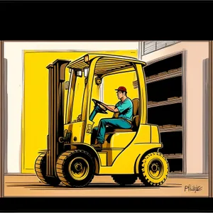 Industrial Cargo Transport: Yellow Heavy Forklift Truck