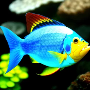 Exotic Goldfish Swimming in Marine Reef