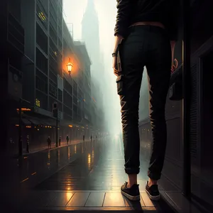 Urban Man in Jeans on City Street