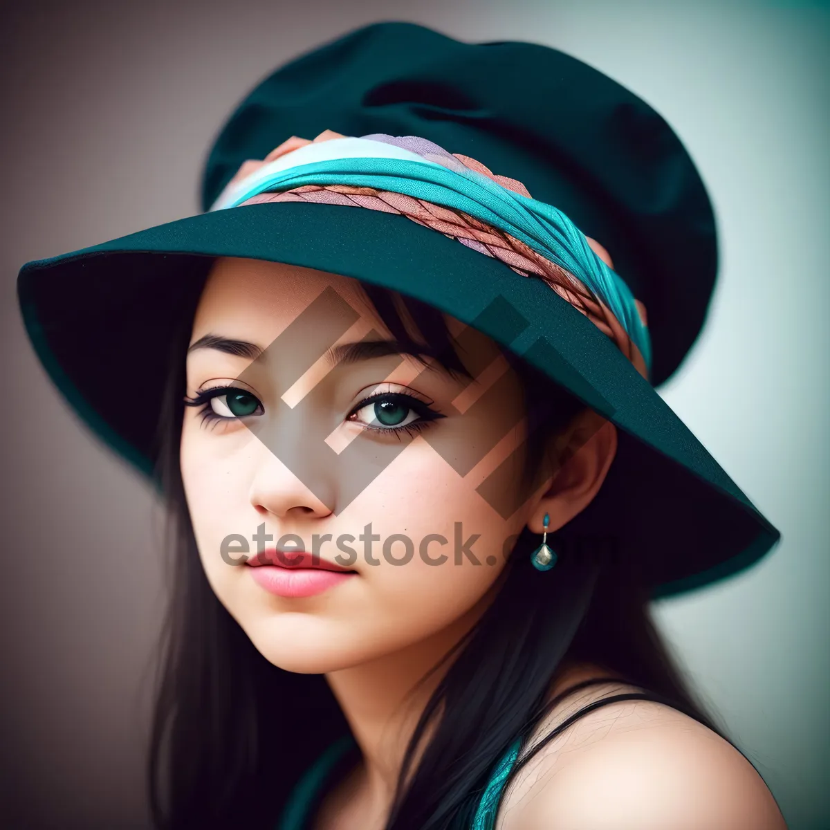 Picture of Stunning Smiling Fashion Model with Lovely Hat