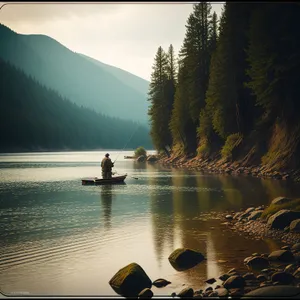 Serene Lakeside Sunset amidst Majestic Mountains