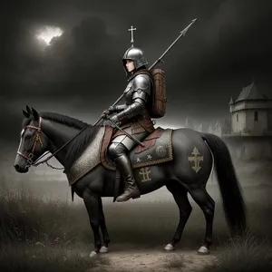 Equestrian Knight on Horseback with Shield and Armor