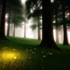 Misty Autumn Road Through Forest