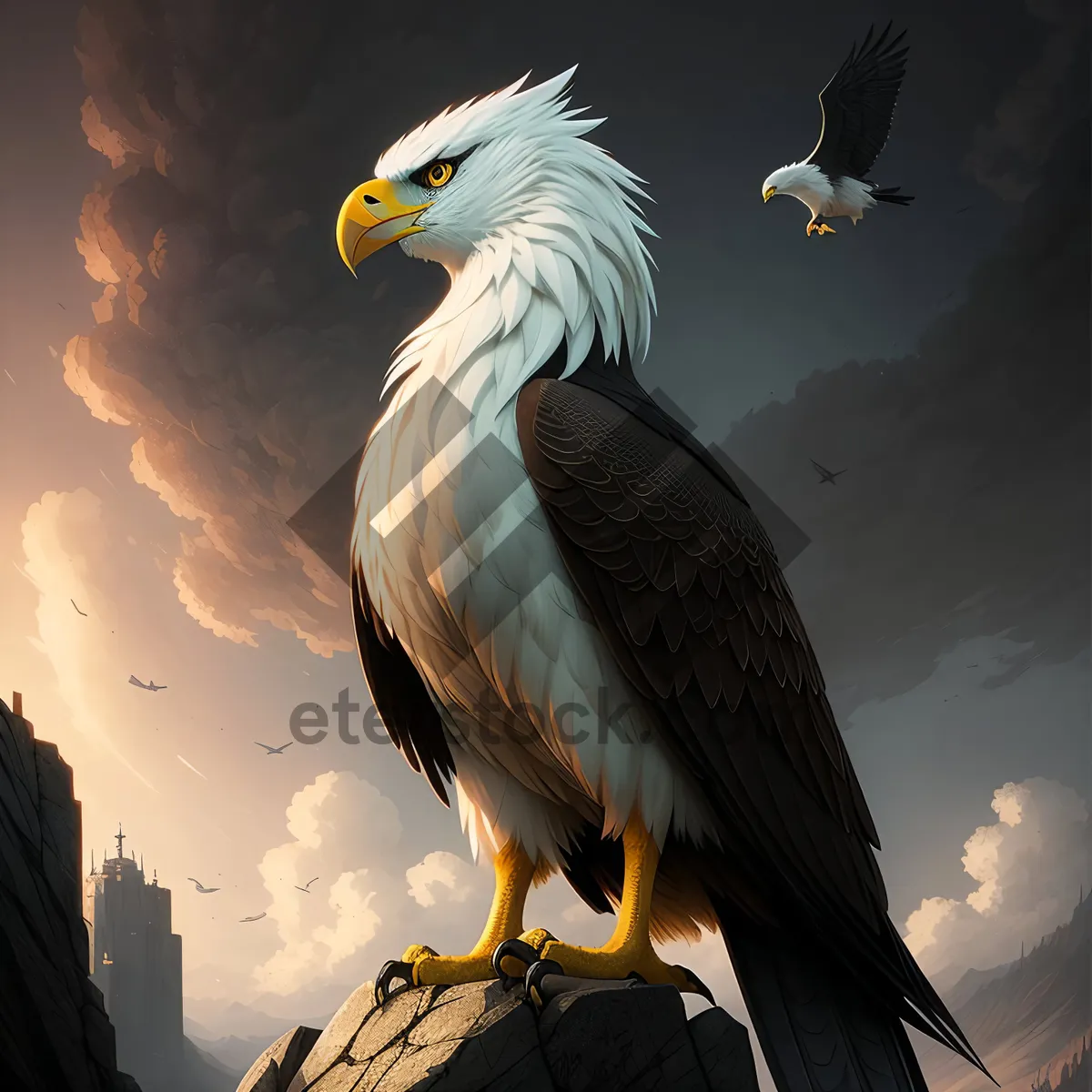 Picture of Graceful Hunter: Majestic Bald Eagle Soaring by the Water