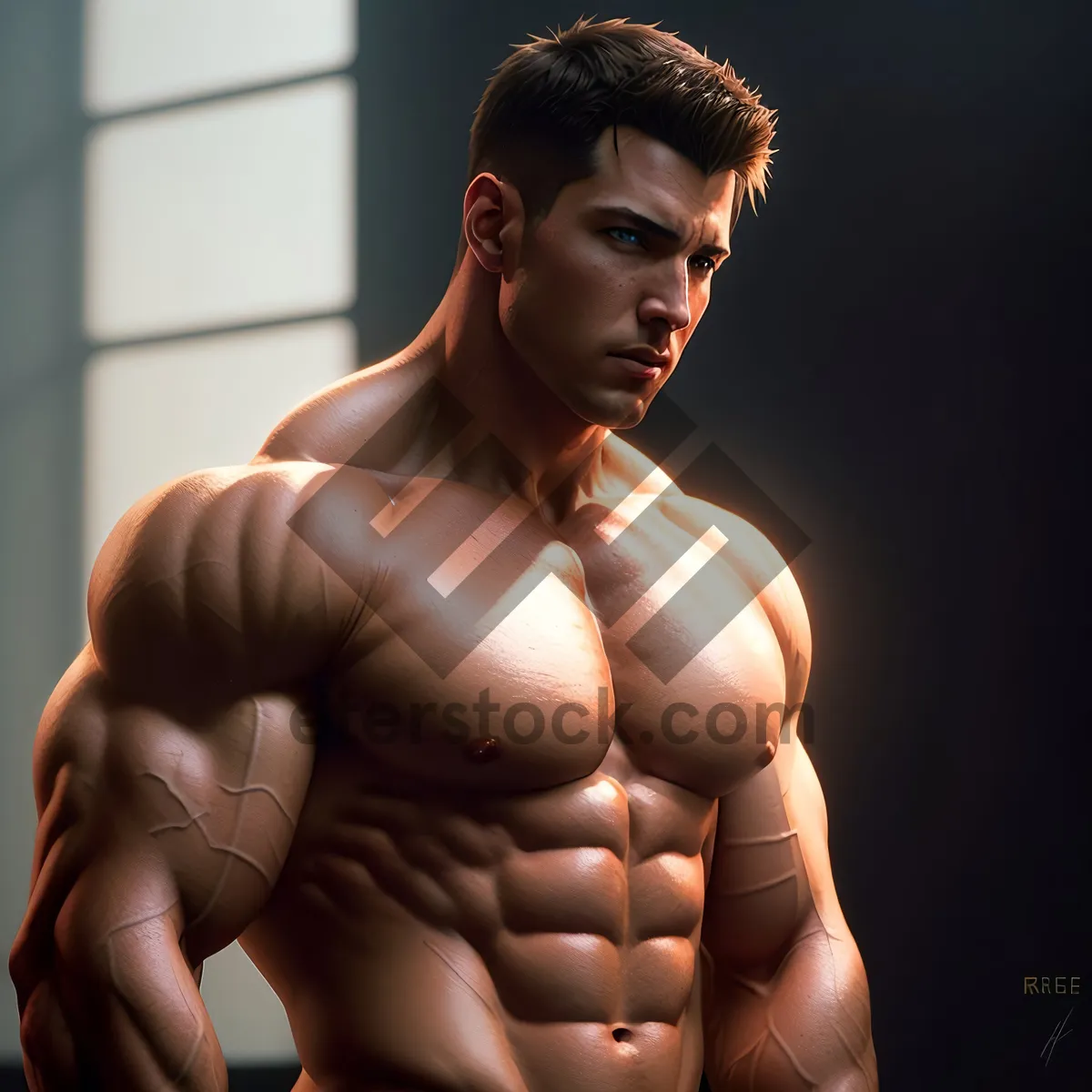 Picture of Powerful Posing: Muscular Torso of an Attractive Bodybuilder