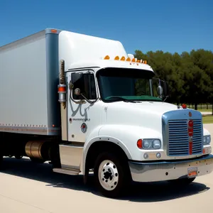 Fast Truck Driving on Highway Through Cloudy Sky