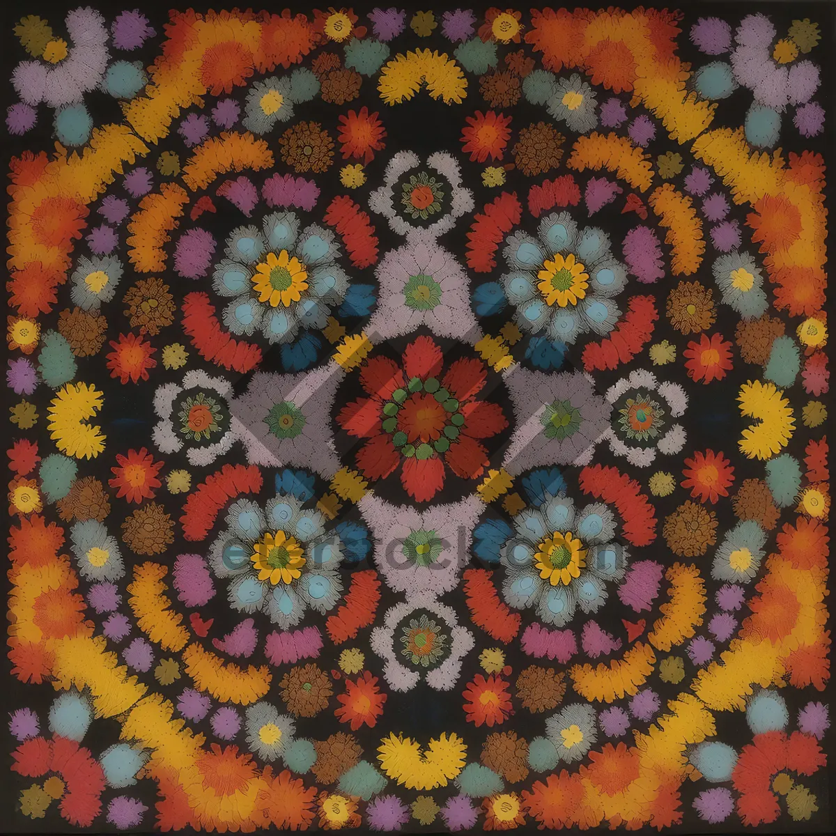 Picture of Vibrant Floral Doormat: Artistic Colorful Floor Cover.