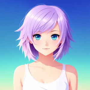 Cute Cartoon Lady with Attractive Haircut
