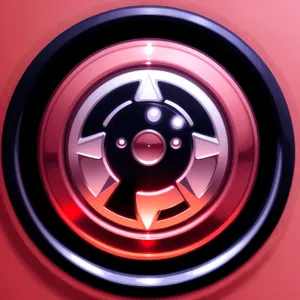 Sleek Black Car Wheel Icon in 3D Design