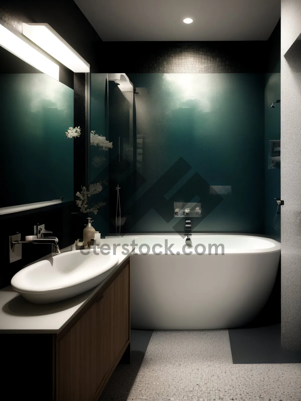 Picture of Modern Luxury Bathroom with Stylish Wall-Mounted Sink