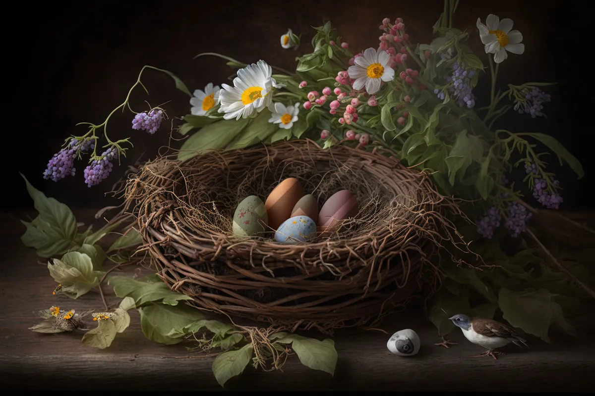 Picture of Colorful Easter Egg Basket Decoration Trending Seasonal Celebrations