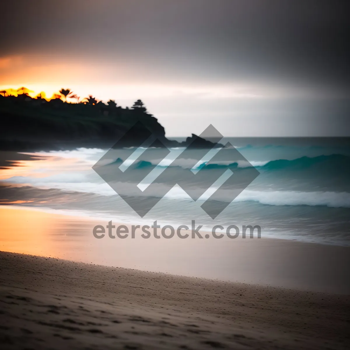 Picture of Golden Sunset Beachscape: Tranquil Serenity by the Sea