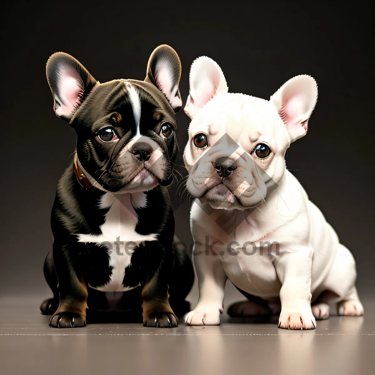 Picture of Charming Bulldog Puppy Sitting with Endearing Wrinkles