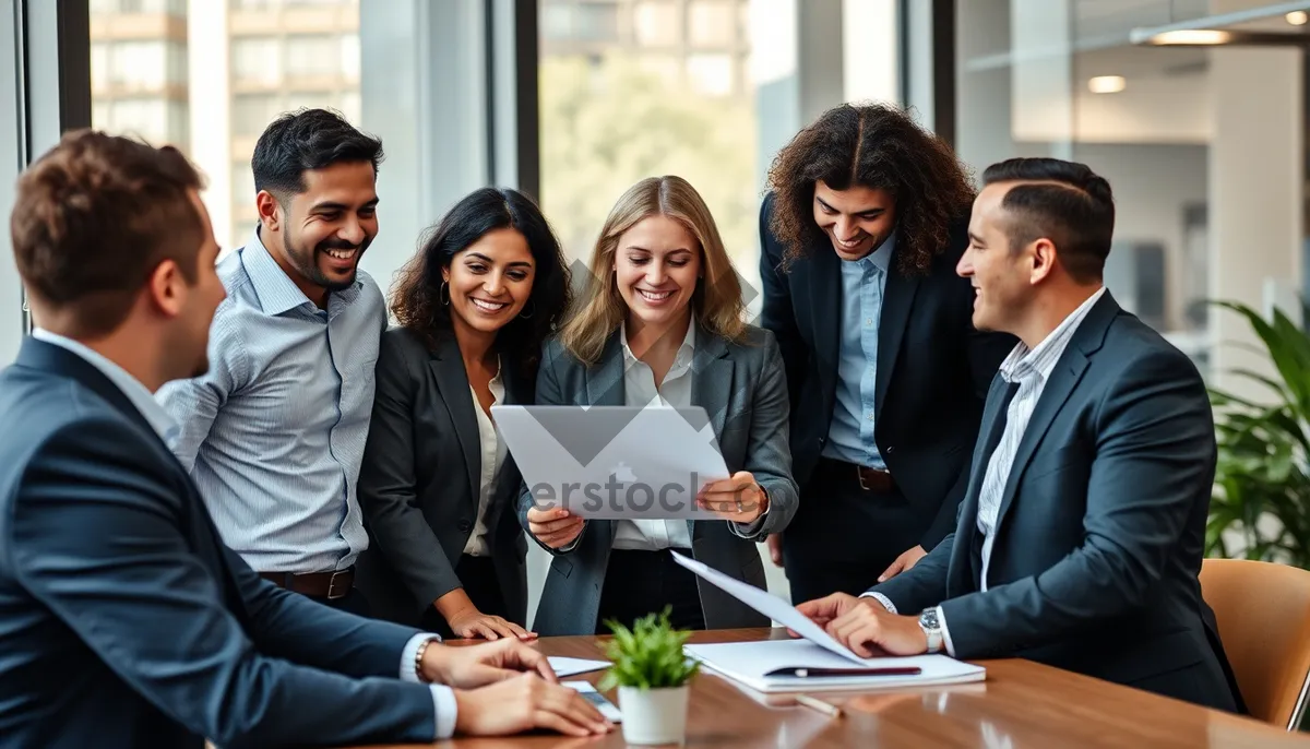 Picture of Happy business people working together in office meeting.