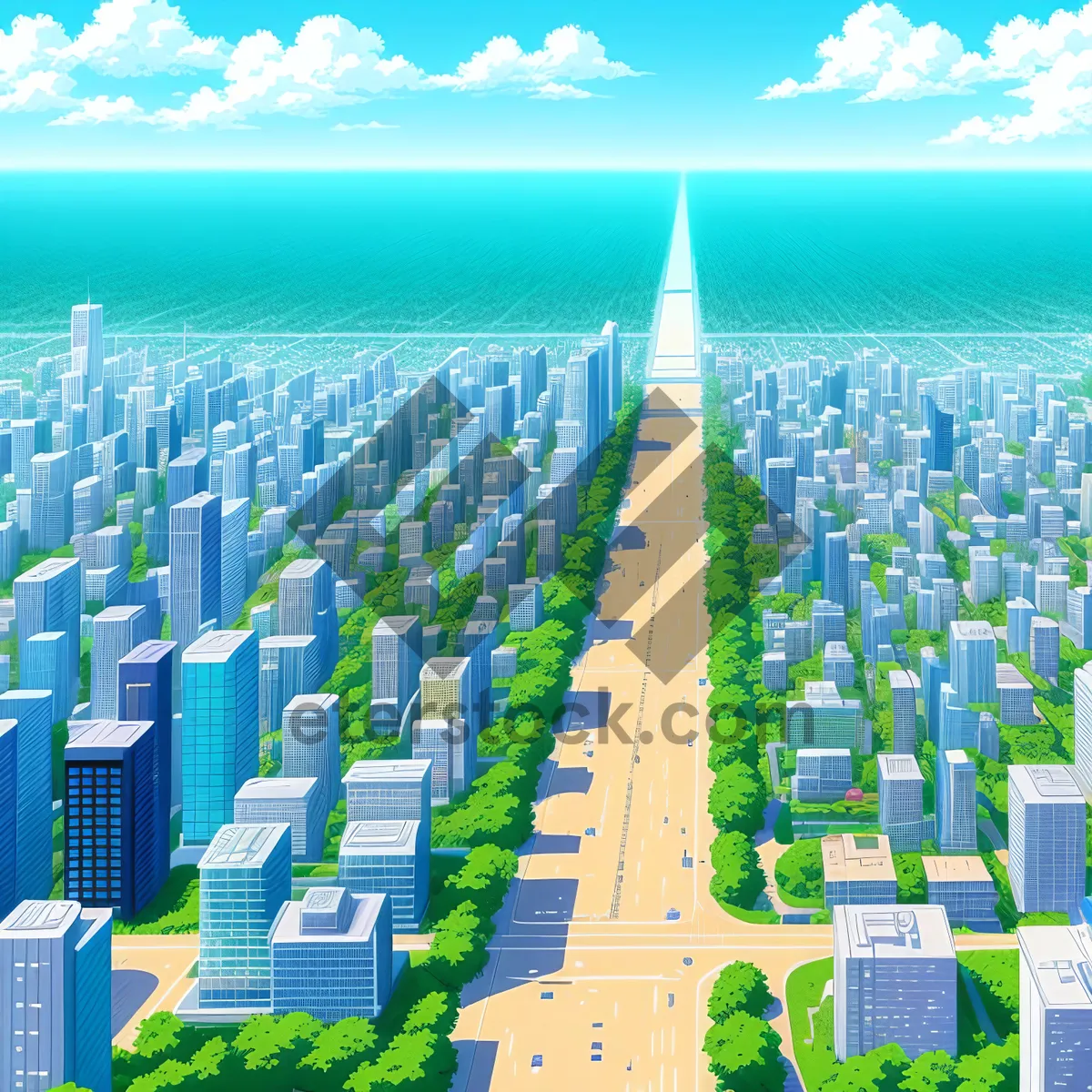 Picture of City Skyline Aerial View - Modern Urban Architecture