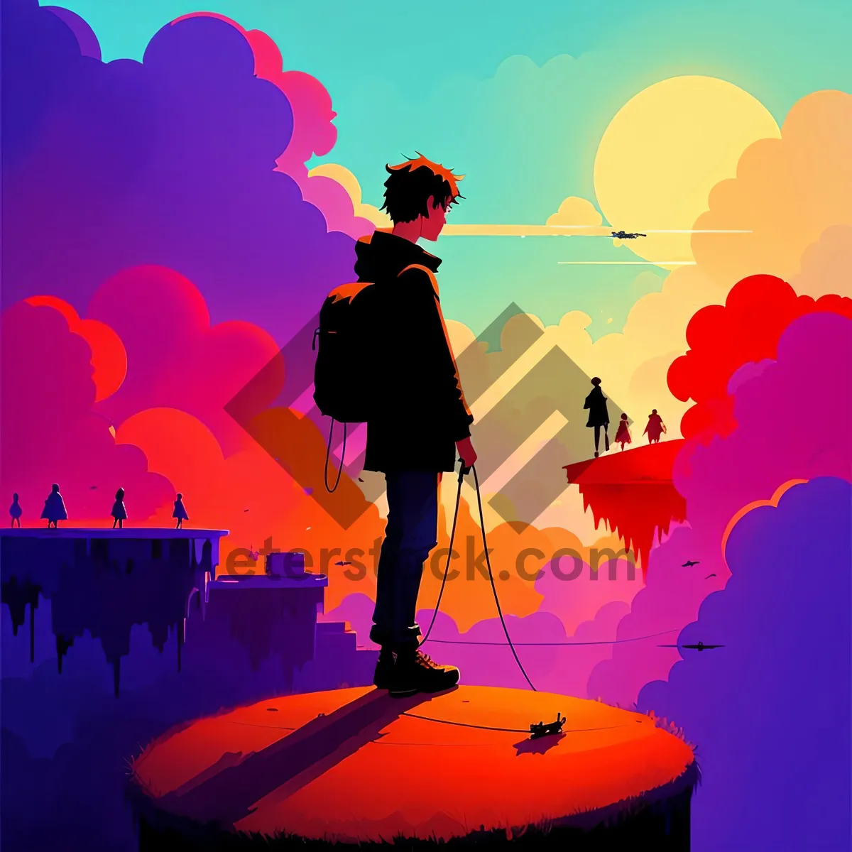 Picture of Silhouette Generator: Vibrant Sunset Design with Man