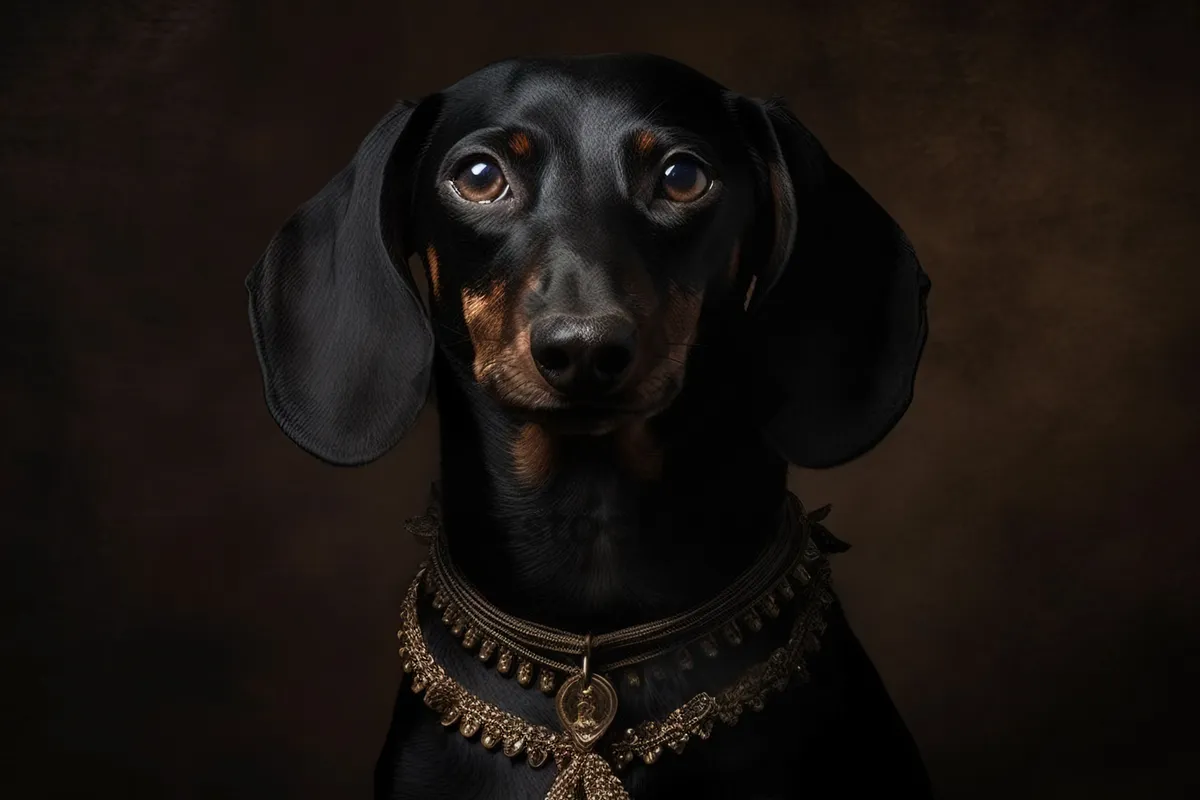 Picture of Black adult hound portrait in studio