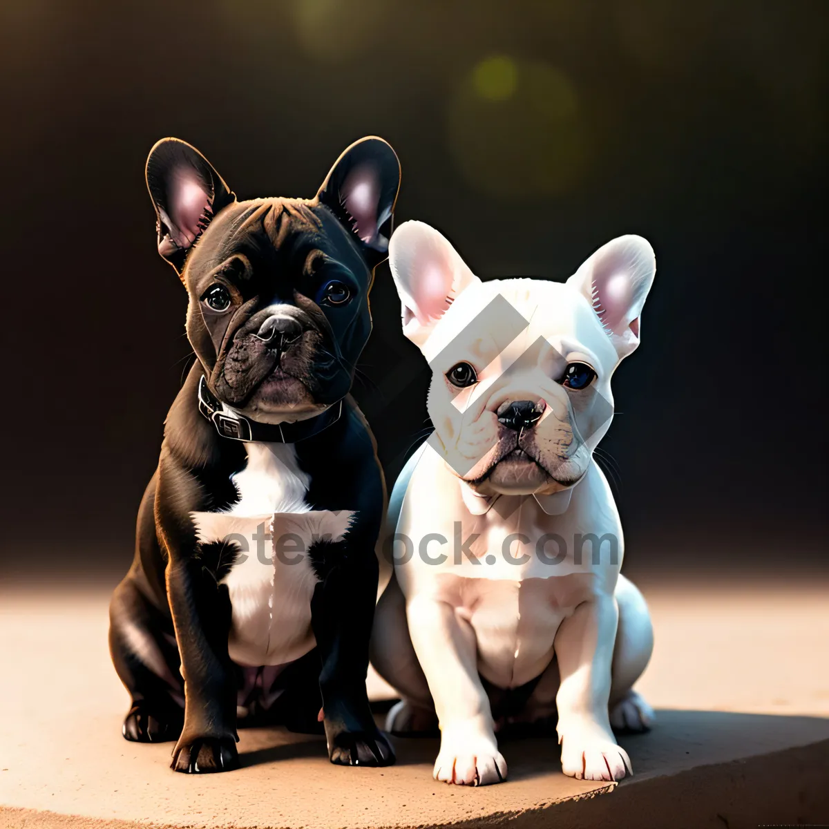 Picture of Behold the charm of a delightful bulldog puppy, sitting gracefully with its adorable wrinkles