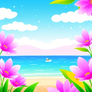 Colorful Floral Pattern with Pink Lotus and Tulips