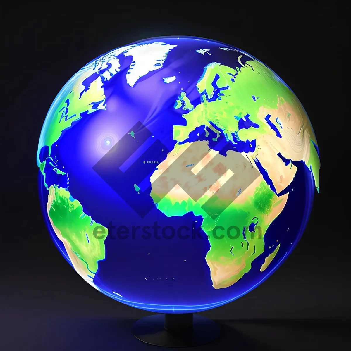 Picture of Glowing 3D World Map Satellite Icon