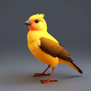 Vibrant Yellow Bird perched in Habitat
