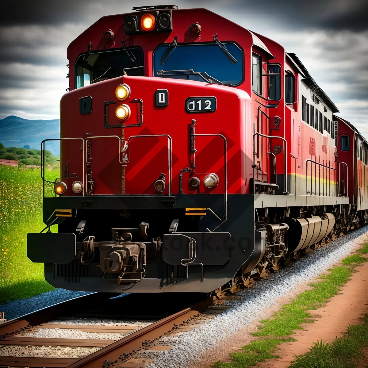 Picture of Vintage Electric Locomotive on Railway Track