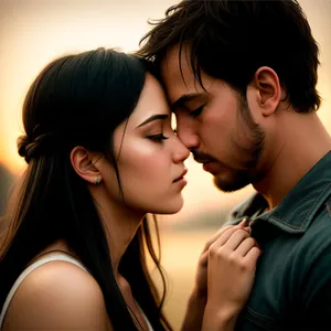 Smiling Couple Embracing in Romantic Portrait